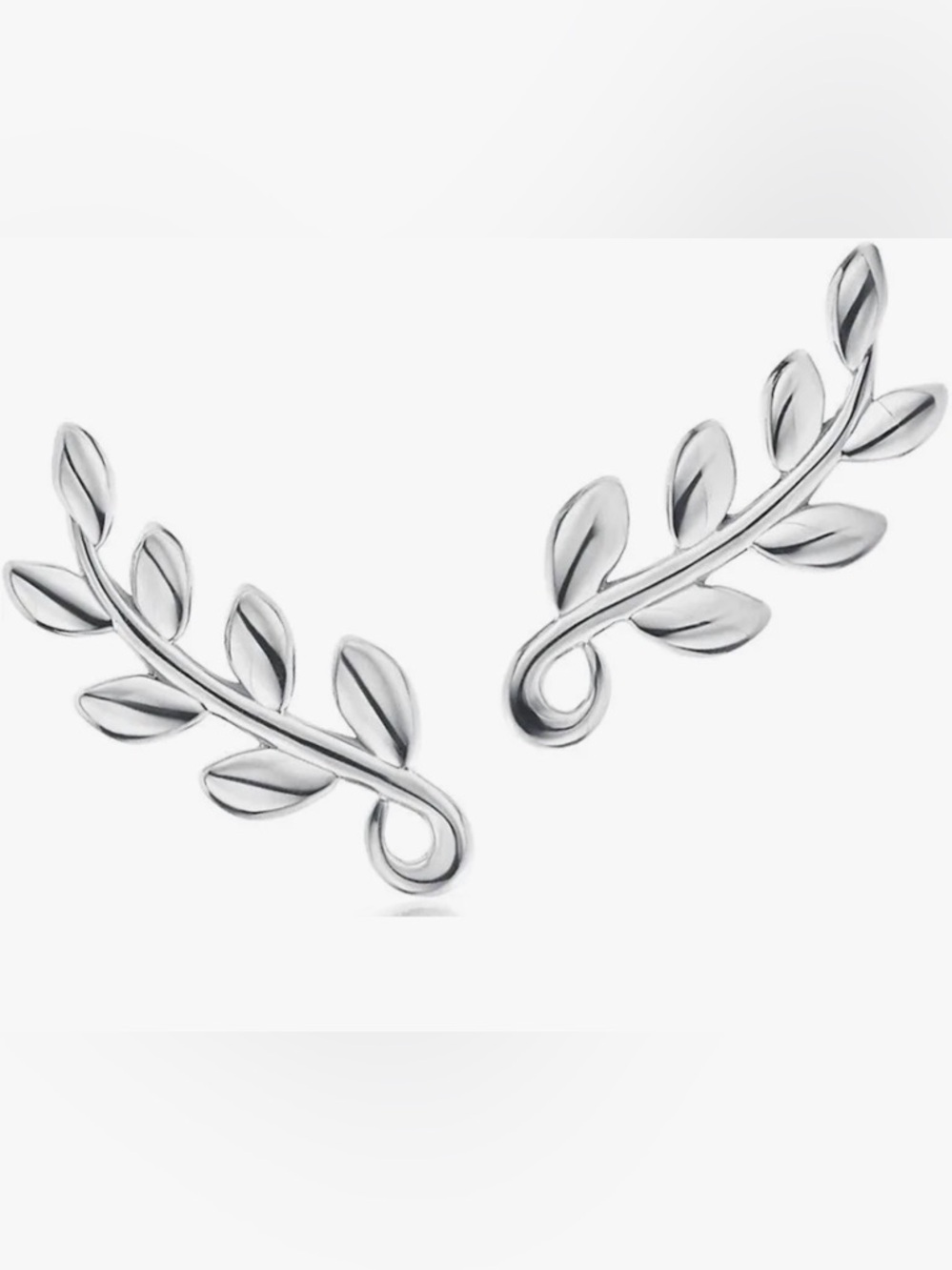 Tiffany & Co. Sterling Silver Olive Leaf Climber Earrings (no earring back)